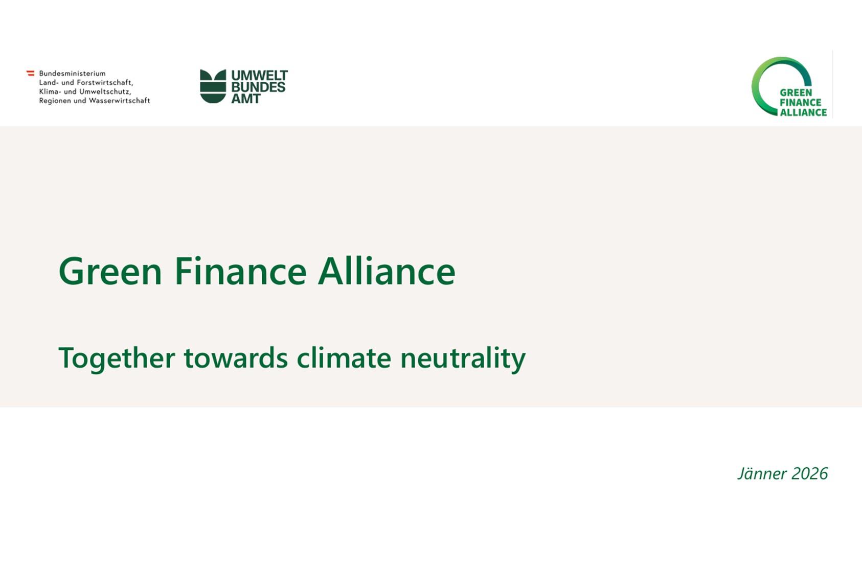 Cover Green Finance Alliance - Together towards climate neutrality