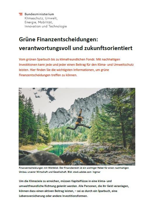 Cover Grüne Finanzentscheidungen verantwortungsvoll und zukunftsorientiert.