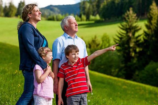 A family enjoys nature