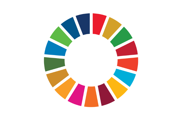 Logo der UN-Nachhaltigkeitsziele: Bunte Farbfelder bilden einen Kreis