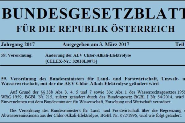 Bundesgesetzblatt Abwasseremissionsverordnung Chlor-Alkali-Elektrolyse