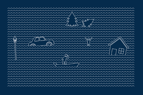 Graphic image - blue - cars, trees, houses