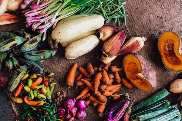 Obst und Gemüse, schon teilweise verdorben