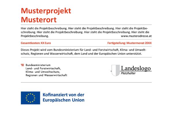 Hinweisschild Bund+Land+EU