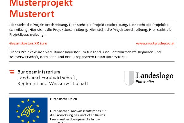 Erinnerungstafel Bund, Land und Europäische Union (Programm zur Unterstützung von Umwelt- und Klimaschutzmaßnahmen)