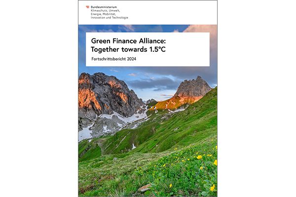 Titelblatt "Green Finance Alliance: Together towards 1.5°C - Fortschrittsbericht 2024"