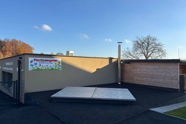 Das Hackgutlager des Kindergartens St. Johann in der Haide