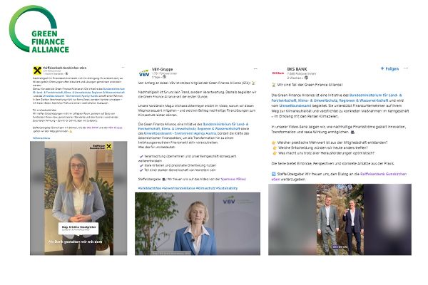 Screenshots der LinkedIn Postings der GFA-Mitglieder<br/>