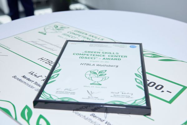 Urkunde für Green Skills Competence Center Award