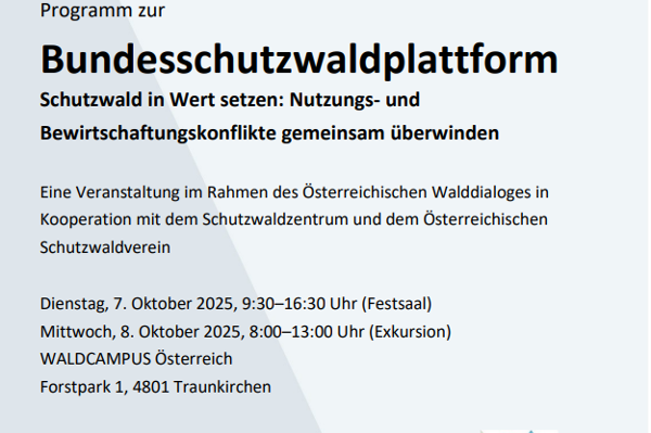 Programm Einladung Bundesschutzwaldplattform 2025