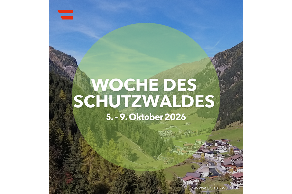 Flyer zur Woche des Schutzwaldes 2026 von 5.-9. Oktober 2026