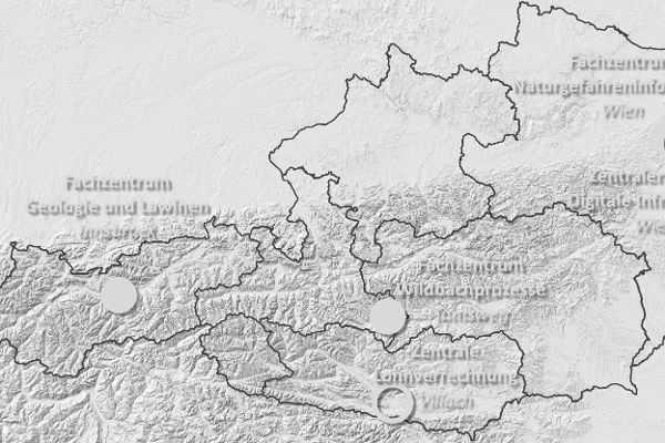 Österreichkarte von den Fachzentrum Monitoring der Wildbach- und Lawinenverbauung