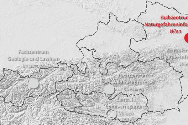 Österreichkarte von den Fachzentrum Naturgefahreninformation der Wildbach- und Lawinenverbauung