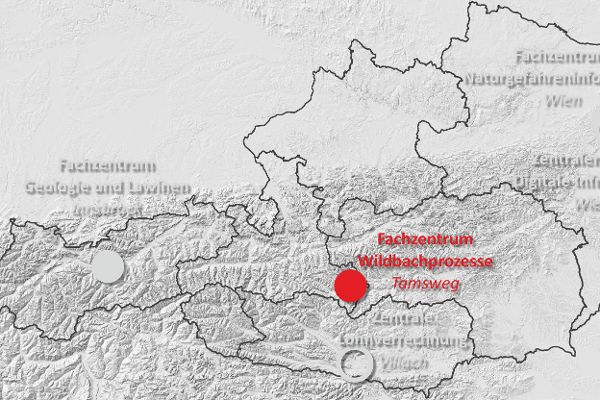 Österreichkarte der Fachzentrum Wildbachprozesse der Wildbach- und Lawinenverbauung
