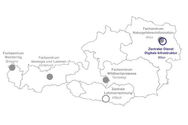 Österreichkarte von dem Zentralem Dienst Digitale Infrastruktur der Wildbach- und Lawinenverbauung