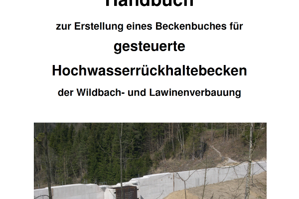 Coverbild der Broschüre - Handbuch zur Erstellung eines Beckenbuches für Hochwasserrückhalteanlagen