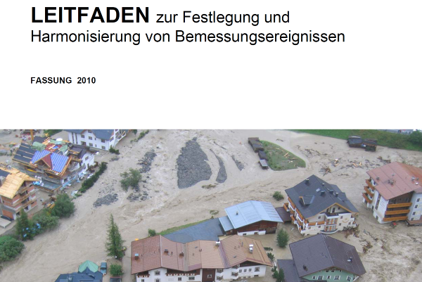 Coverbild der Broschüre - Leitfaden zur Festlegung und Harmonisierung von Bemessungsereignissen