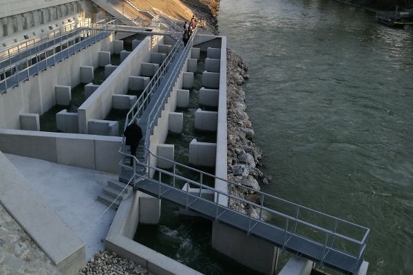 Fischaufstiegshilfe beim Kraftwerk Nußdorf