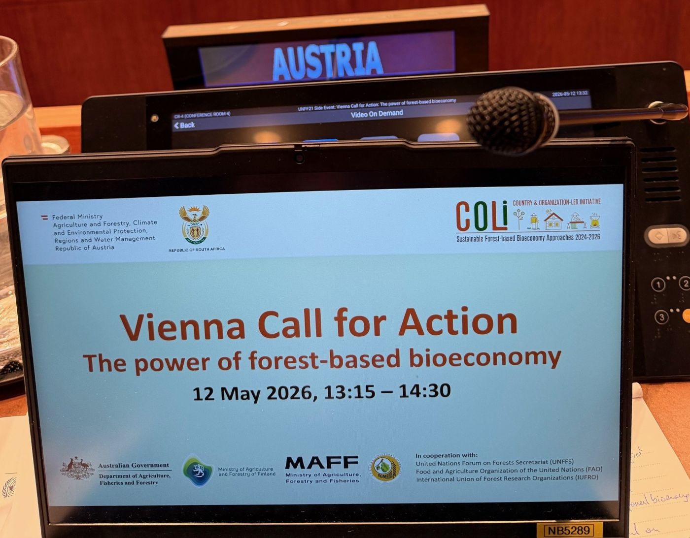 Bildschirm mit dem Text Viena Call for Action