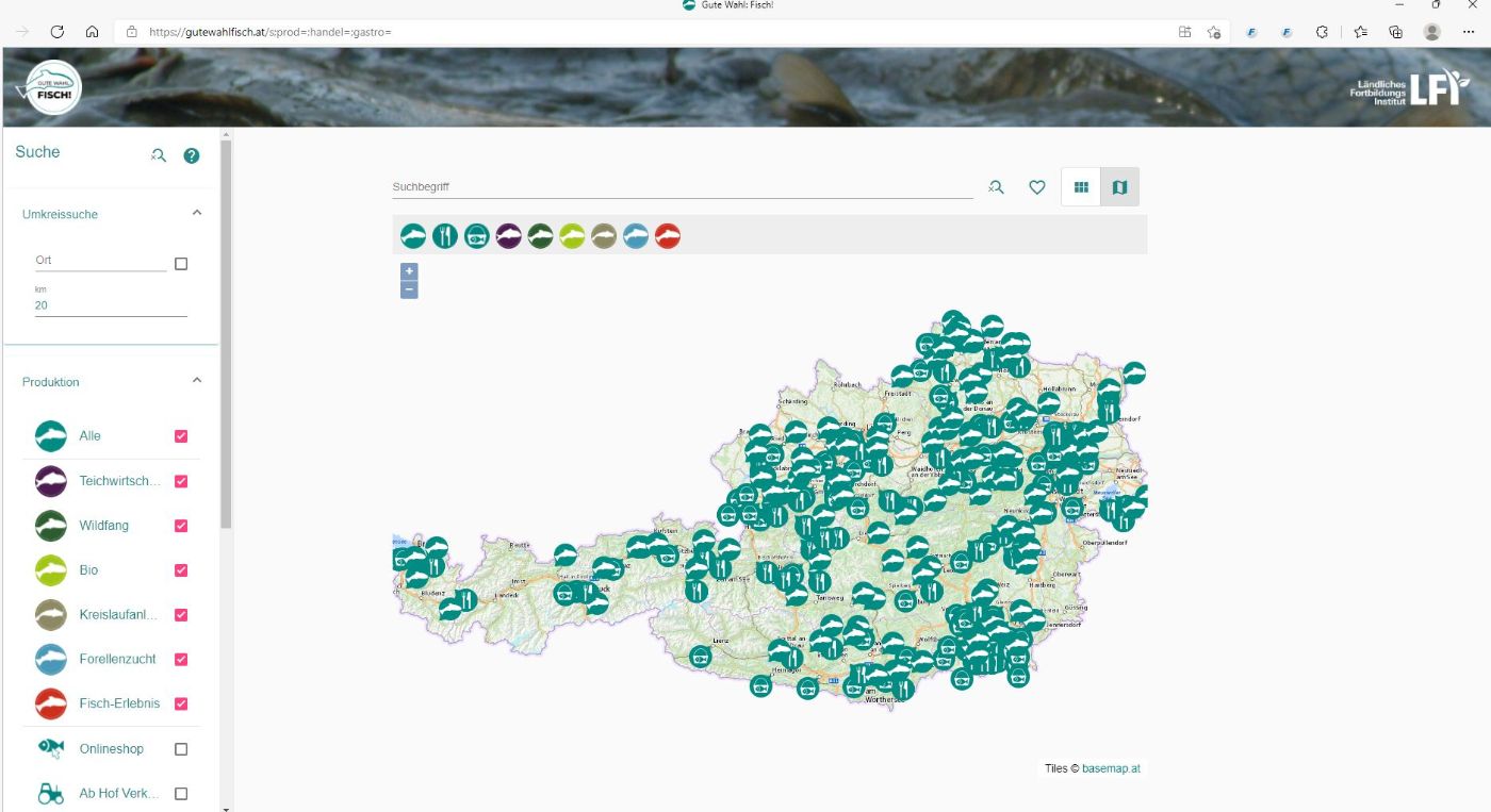  Austria map fish finder