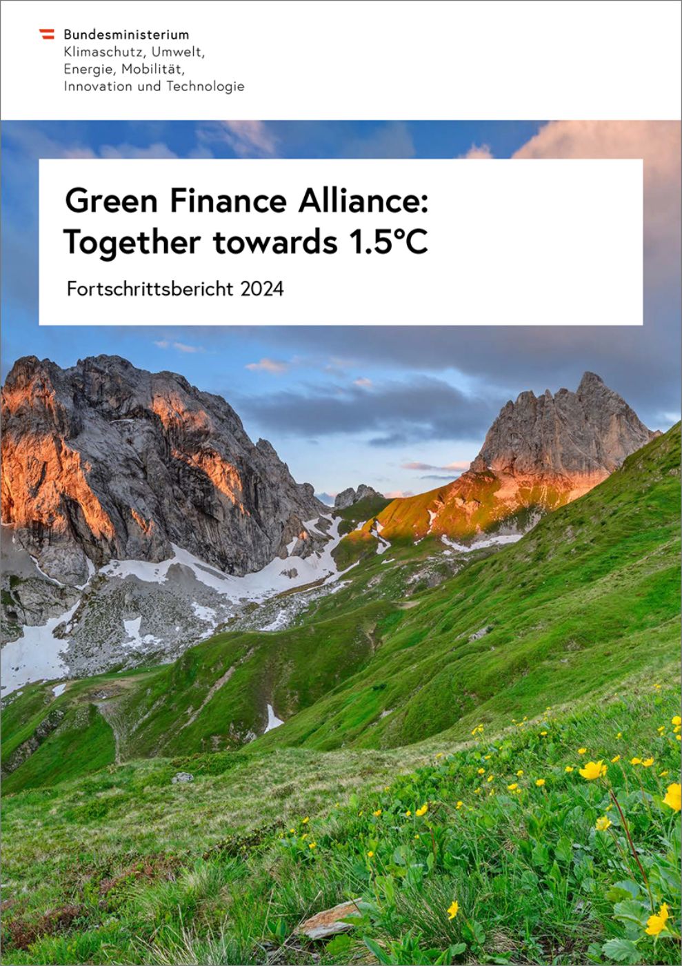 Titelblatt "Green Finance Alliance: Together towards 1.5°C - Fortschrittsbericht 2024"