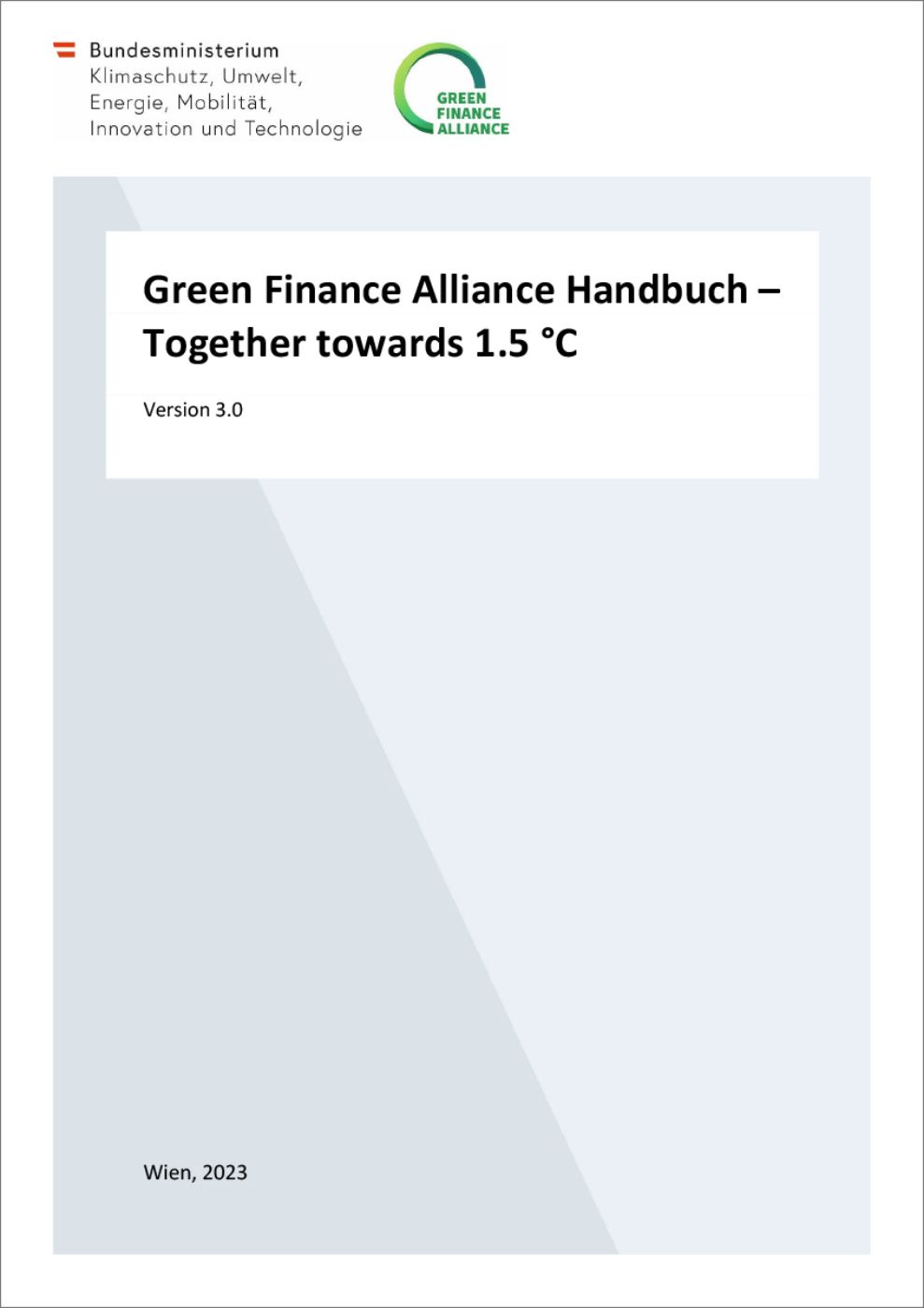 Titelblatt "Green Finance Alliance Handbuch – Version 3.0"