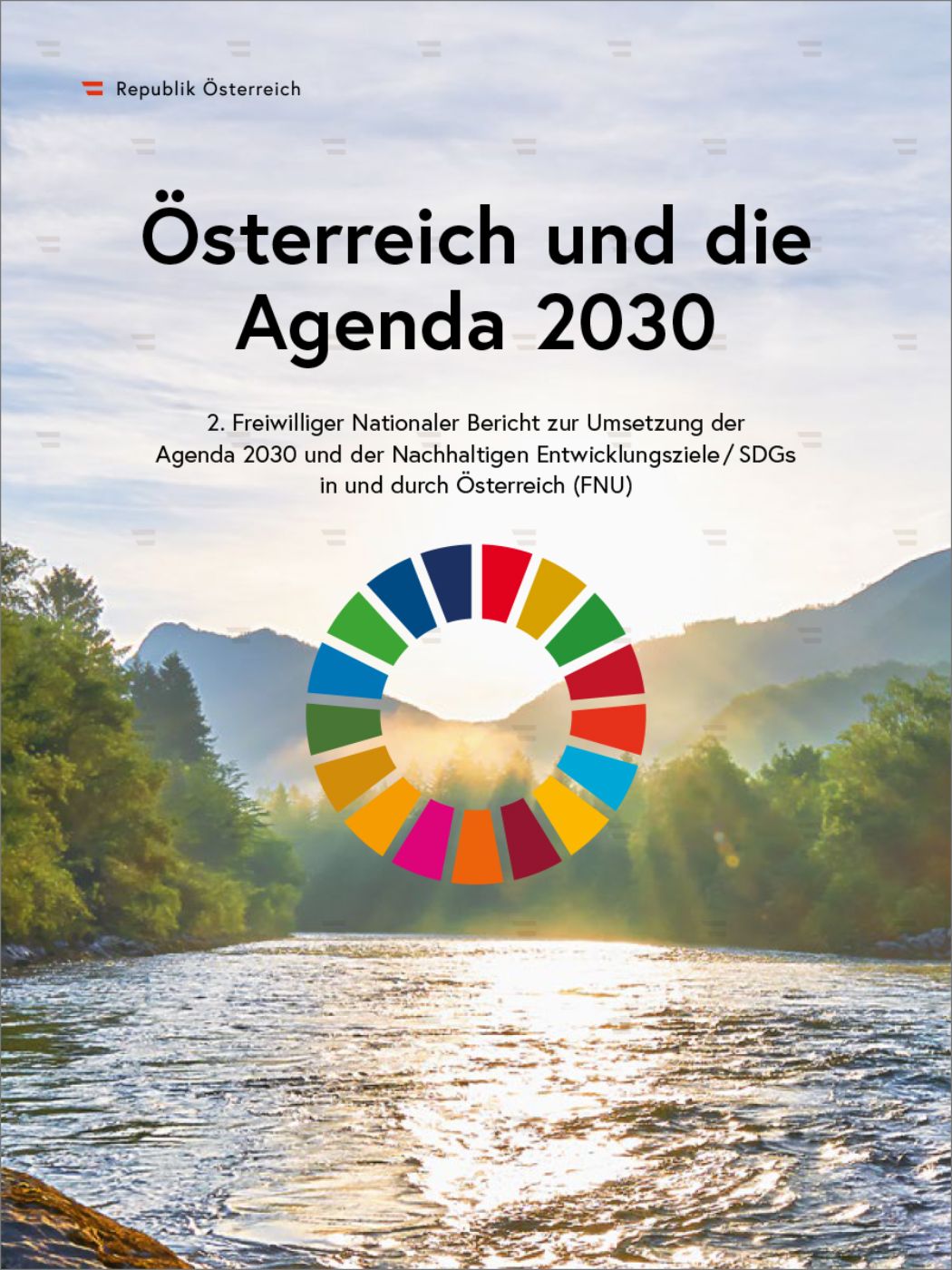 Titelblatt "Österreich und die Agenda 2030. Freiwilliger Nationaler Bericht zur Umsetzung der Nachhaltigen Entwicklungsziele / SDGs (FNU)"