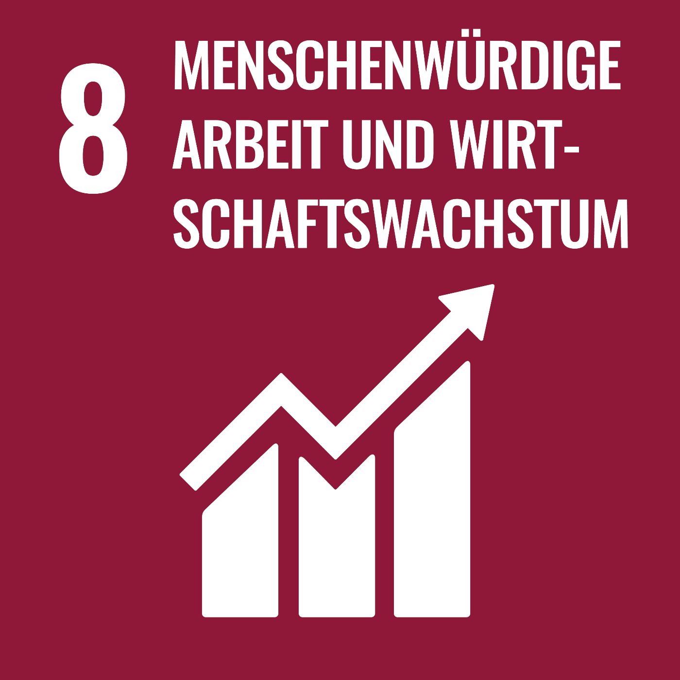 Logo Sustainable Development Goal 8: Menschenwürdige Arbeit und Wirtschaftswachstum