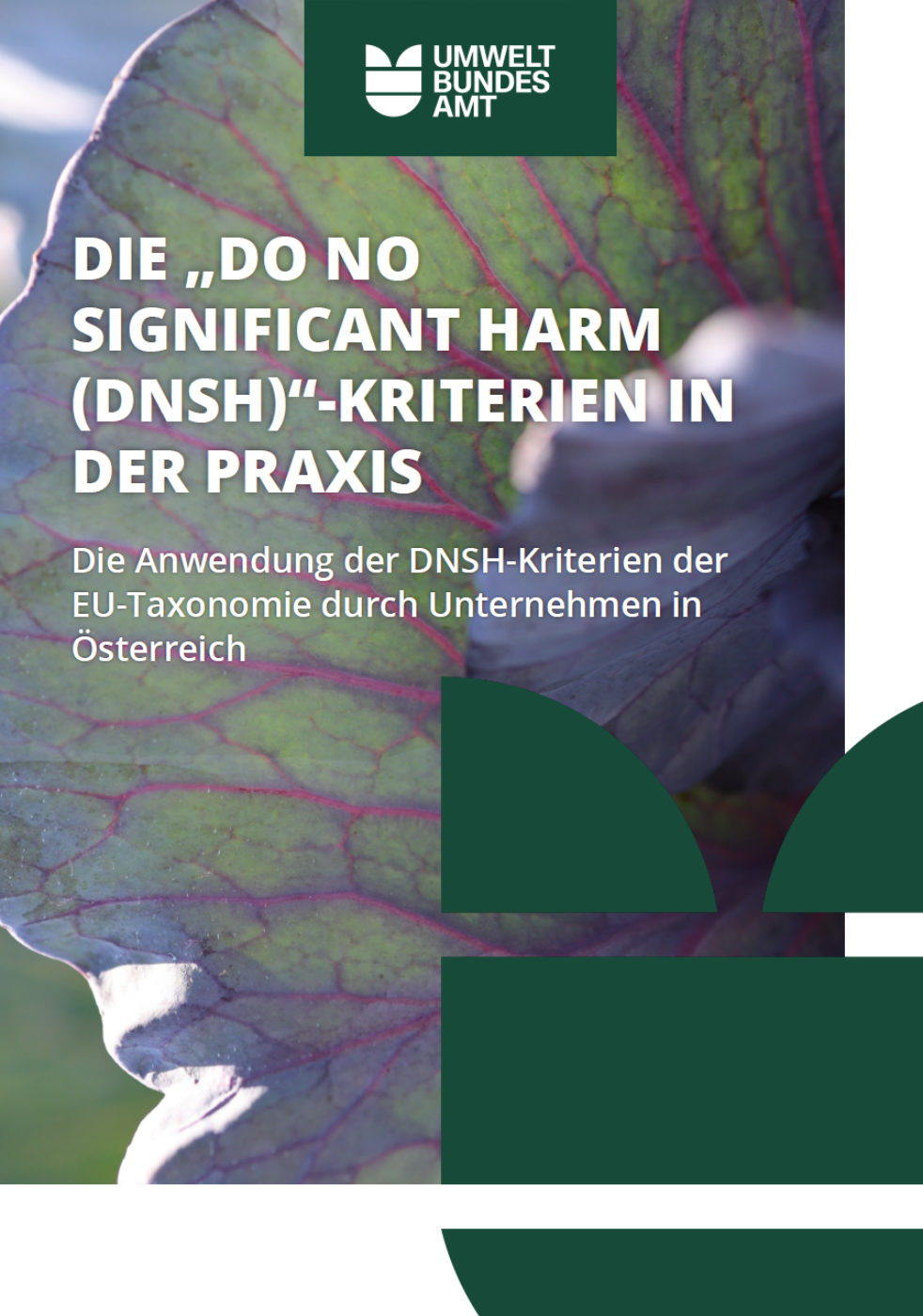 Titelbild der Publikation DIE „DO NO SIGNIFICANT HARM (DNSH)“-KRITERIEN IN DER PRAXIS<br/>Die Anwendung der DNSH-Kriterien der EU-Taxonomie durch Unternehmen in Österreich