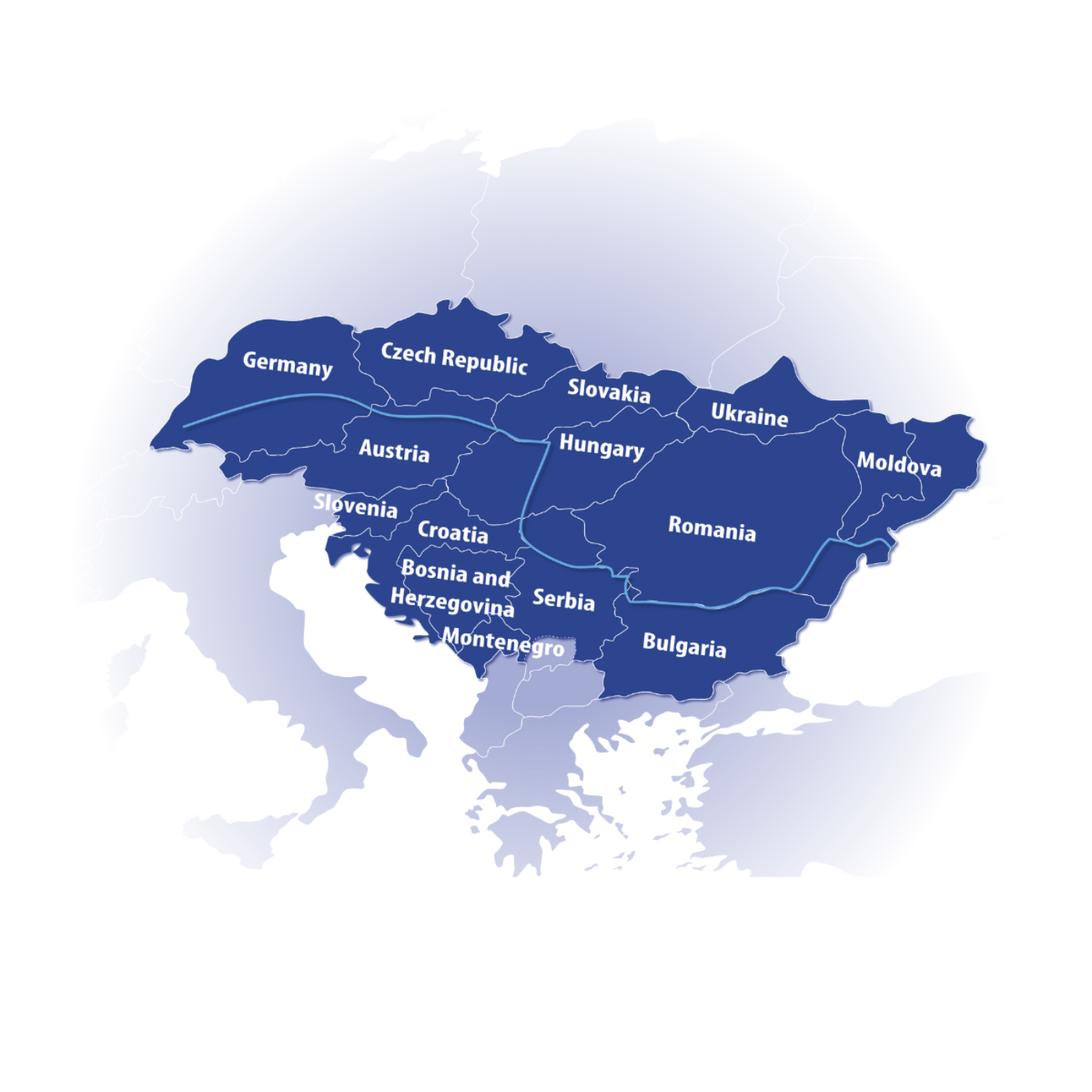 Danube Region Programm Karte mit Ländern