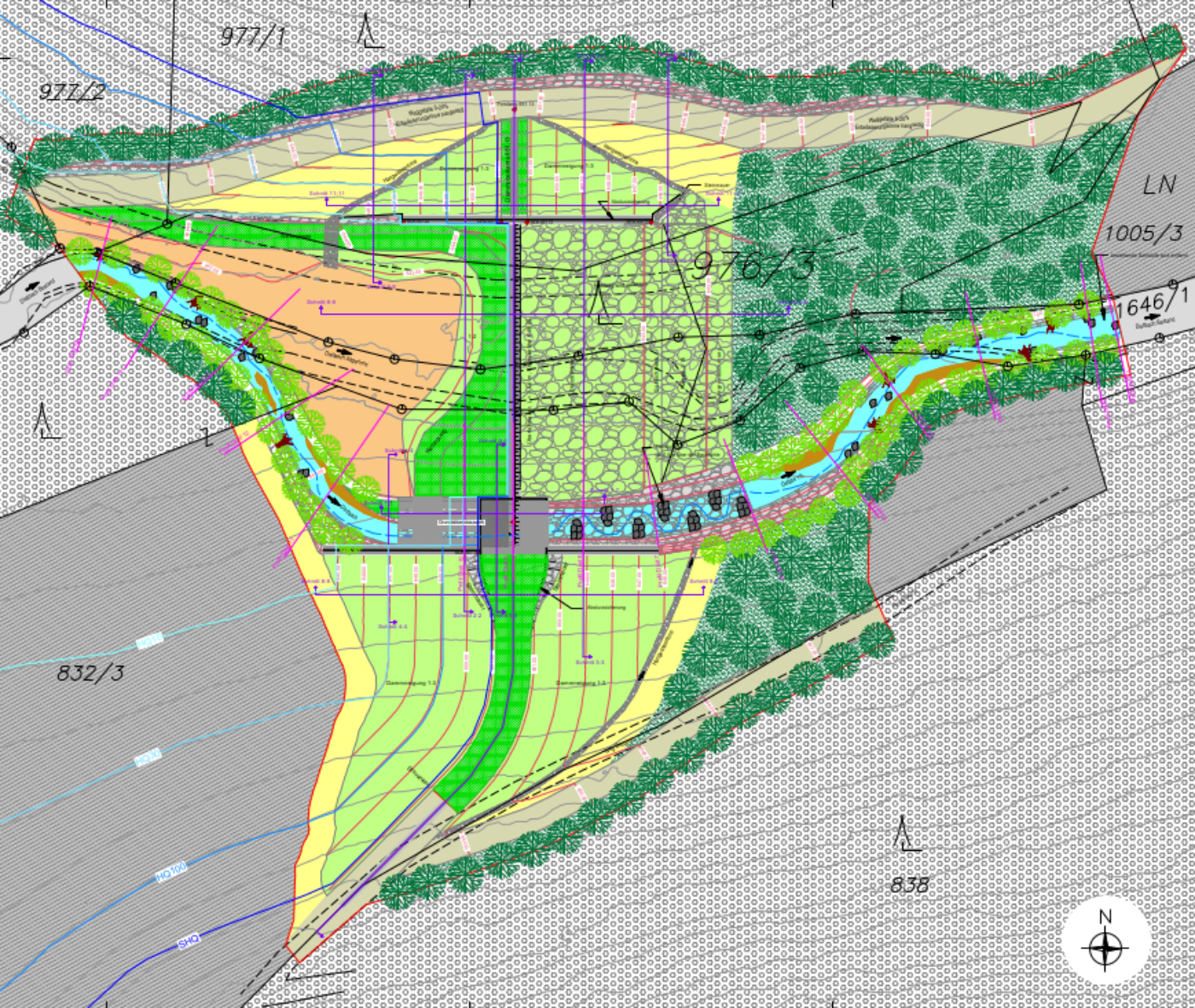 Lageplan des Rückhaltebeckens Distlbach.