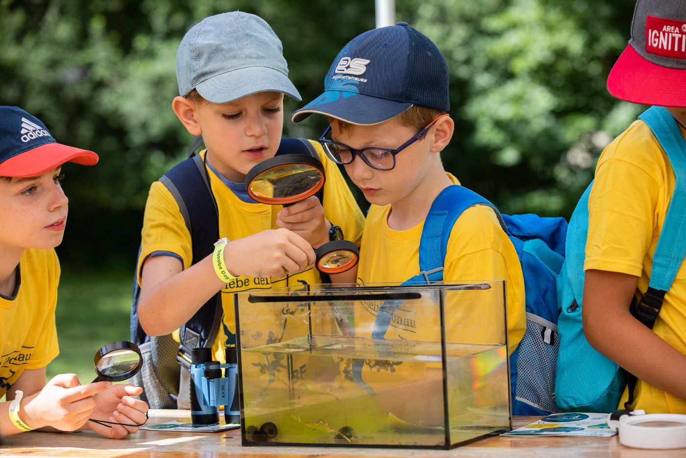 Kinder bei einer interaktiven Forschungsstation am Danube Day.