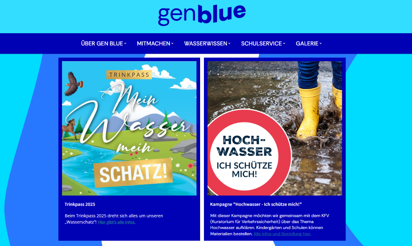 Screenshot der gen blue Website.