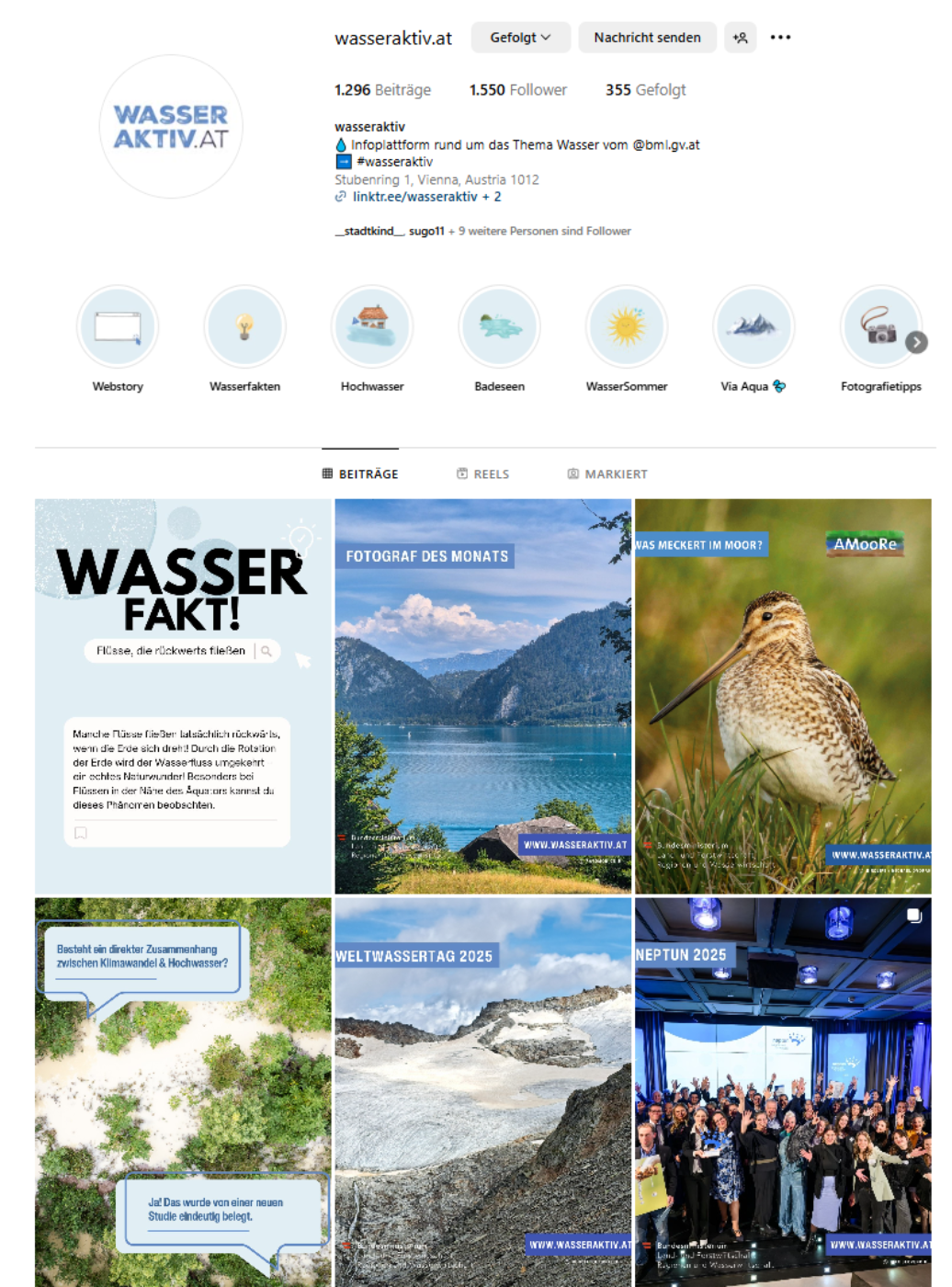 Screenshot des Instagram Profils von Wasseraktiv.