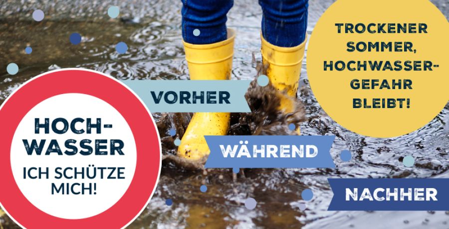 Gummistiefel im Regen, Text: Hochwasser - Ich schütze mich