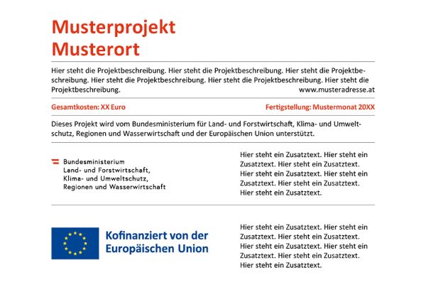 Hinweistafel mit Ergänzungstext "BMLUK und EU"