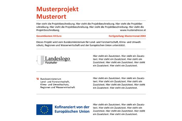 Hinweistafel mit Ergänzungstext "BMLUK+Land+EU"