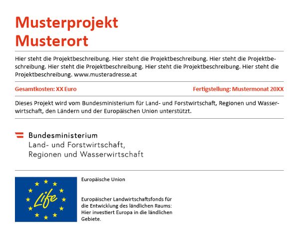 Hinweistafel Bund, Länder und Europäische Union (Programm zur Unterstützung von Umwelt- und Klimaschutzmaßnahmen)