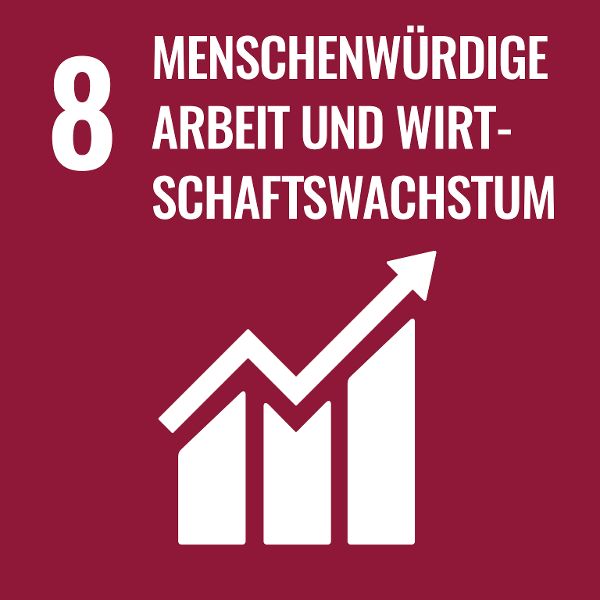 Logo Sustainable Development Goal 8: Menschenwürdige Arbeit und Wirtschaftswachstum