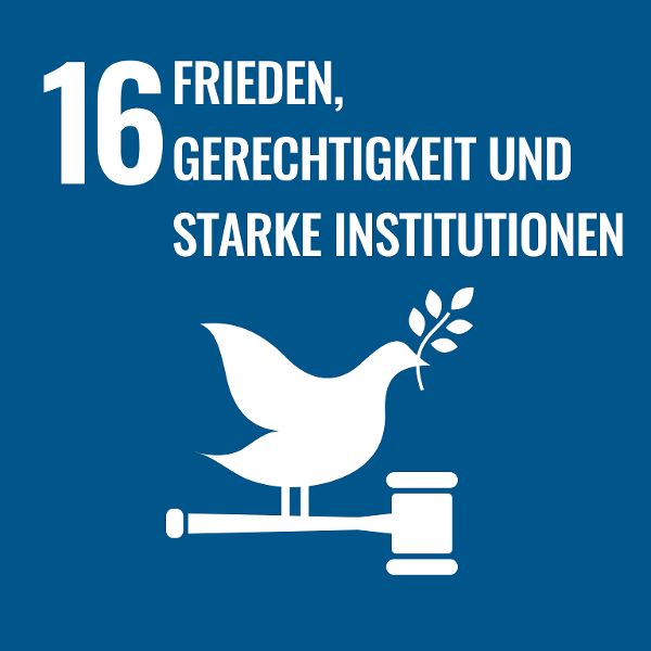 Logo Sustainable Development Goal 16 - Frieden, Gerechtigkeit und starke Institutionen 