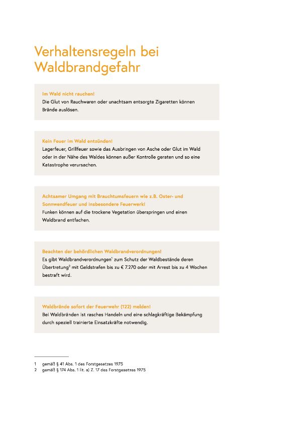 Verhaltensregeln bei Waldbrandgefahr