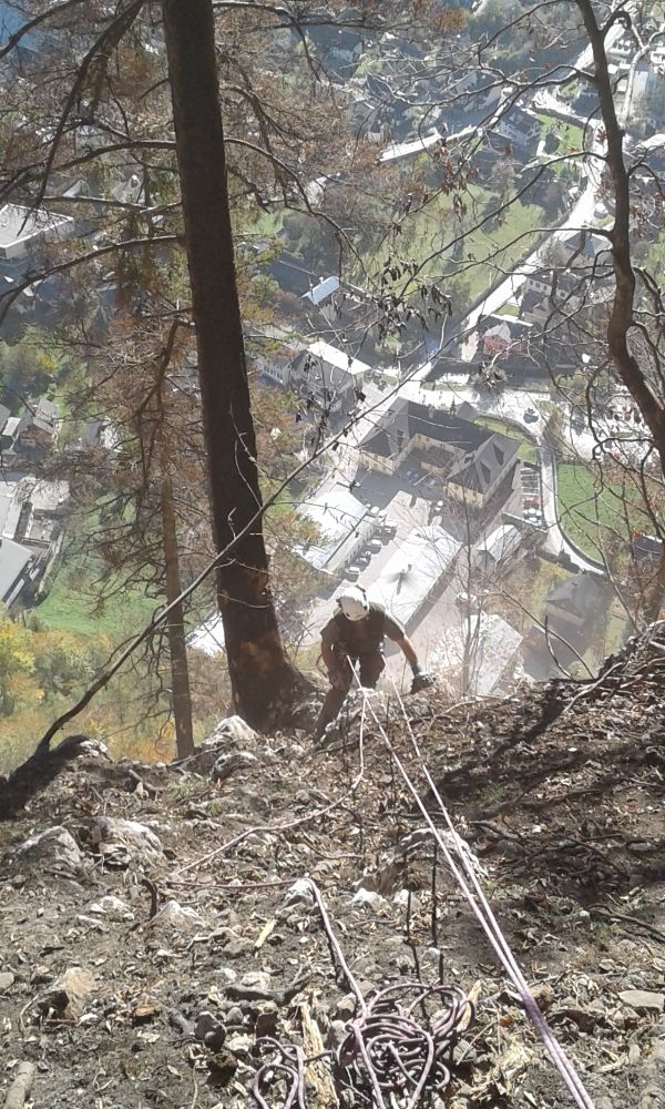 Sicherungsarbeiten nach dem Waldbrand Echernwand