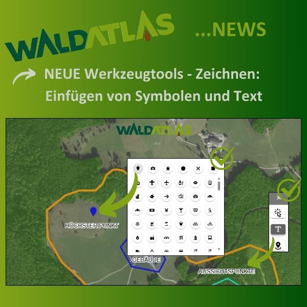 Waldatlas NEWS Symbole und Text