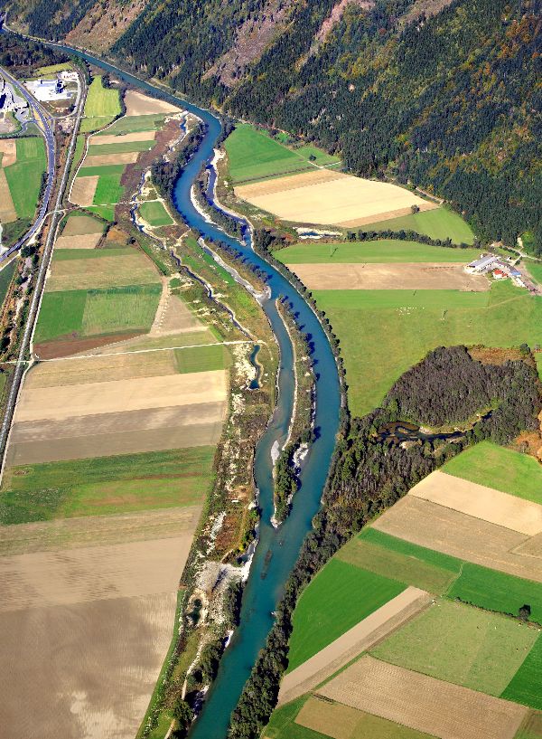 Blick auf das Ramsar-Gebiet Obere Drau