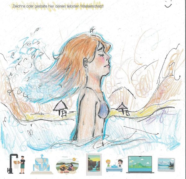 Beitrag zum Trinkpass 2025, zeigt eine Frau beim Schwimmen im Meer.