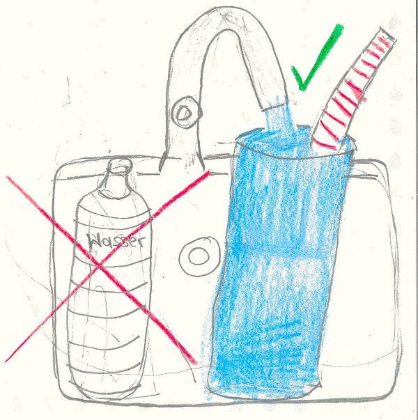 Ein gemaltes Bild zum Thema Wassersparen.