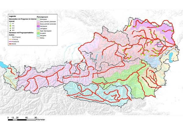 Grafikkarte - Hochwasserprognosemodelle in Österreich