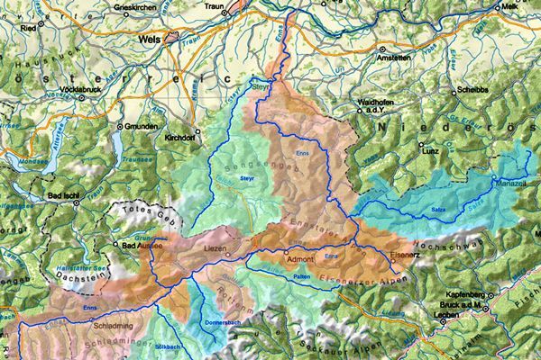 Übersichtskarte Ennsgebiet - Flächenverzeichnis Ennsgebiet