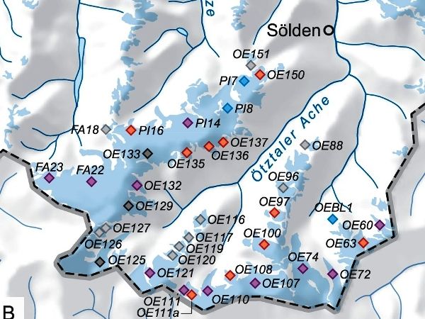 Ausschnitt der Gletscherkarte 