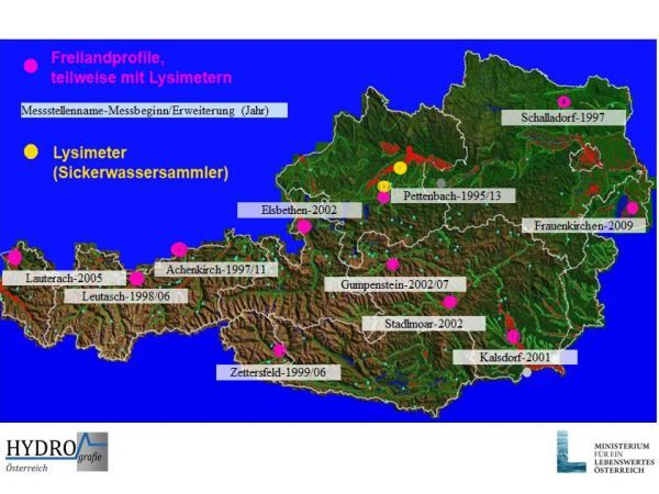 Grafik - Übersicht der Messstellen in der ungesättigten Bodenzone
